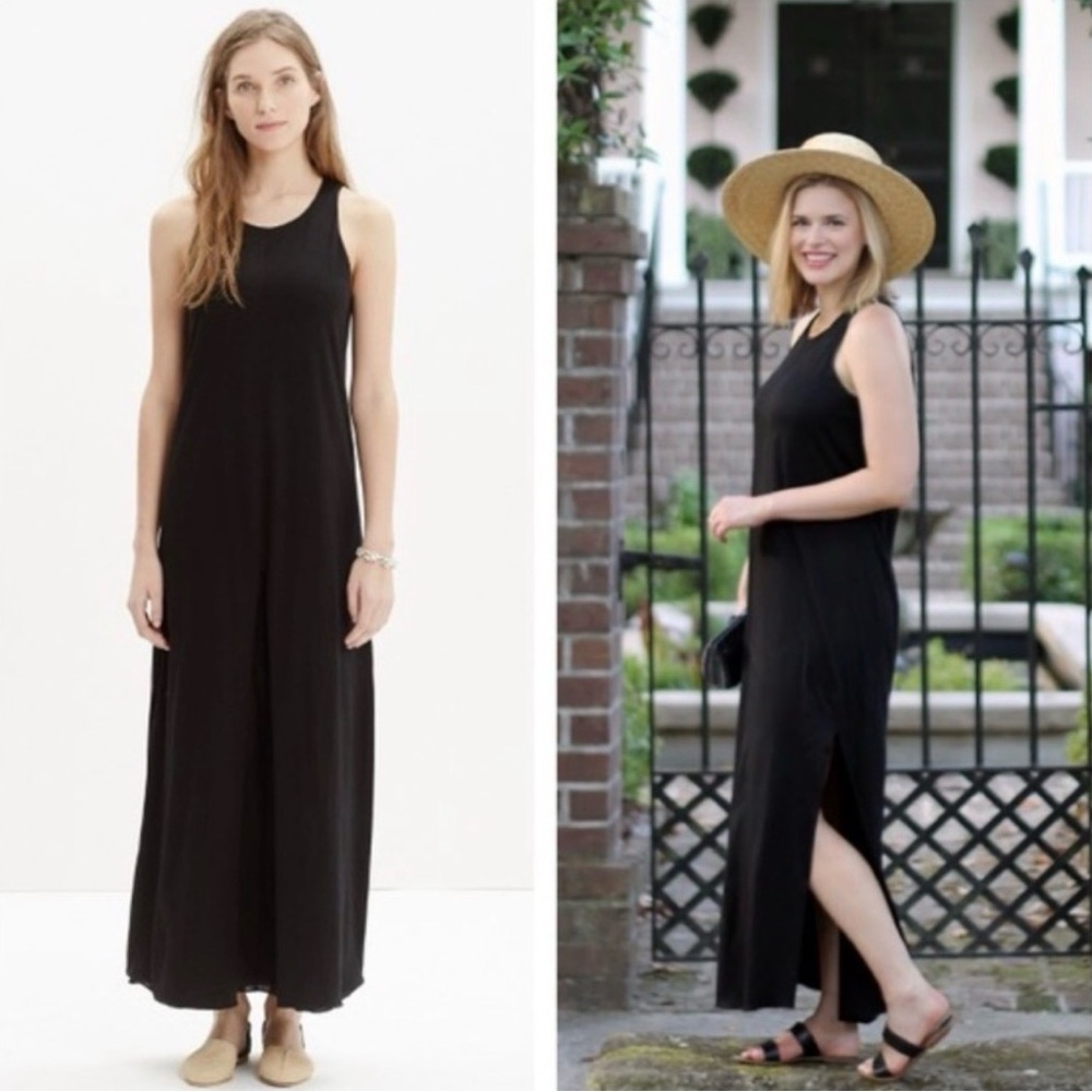 Madewell Split Front Black Maxi Dress